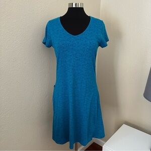 Toad & Co Marley Short Sleeve Blue Midi T-Shirt Dress Size M